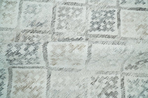Contemporary Ivory and Gray Hand Woven Rug made with Fine Blended Wool