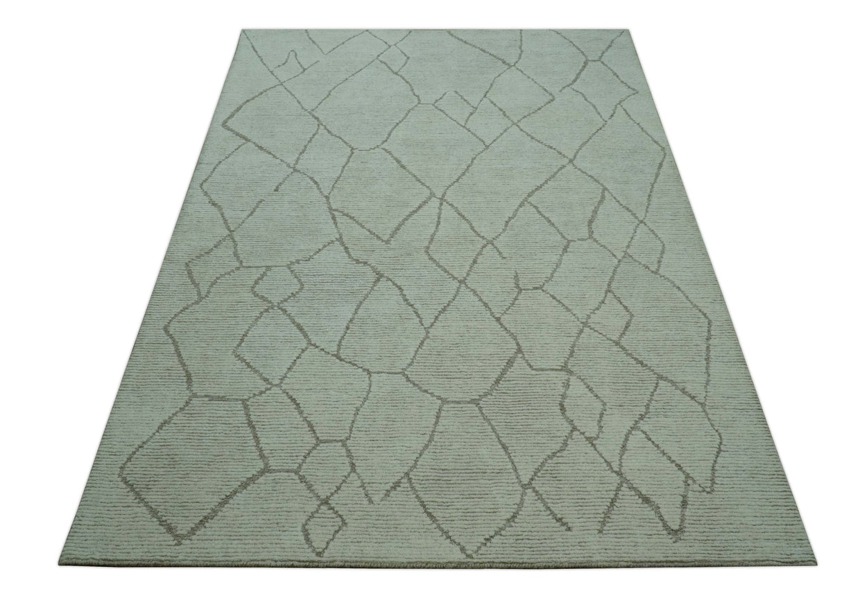 Contemporary Pattern Brown And Ivory Hand Tufted 8x10 Wool Rug
