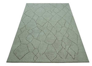 Contemporary Pattern Brown And Ivory Hand Tufted 8x10 Wool Rug