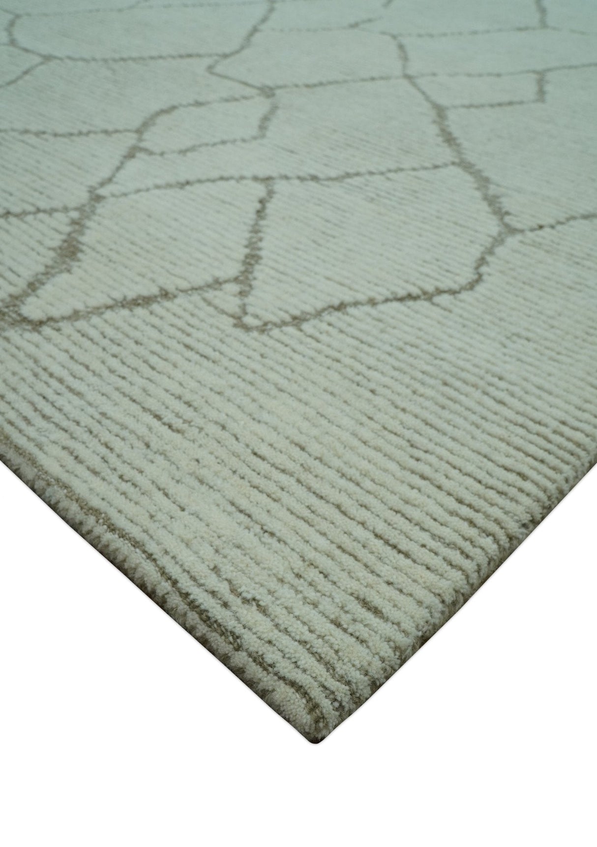 Contemporary Pattern Brown And Ivory Hand Tufted 8x10 Wool Rug
