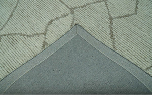 Contemporary Pattern Brown And Ivory Hand Tufted 8x10 Wool Rug