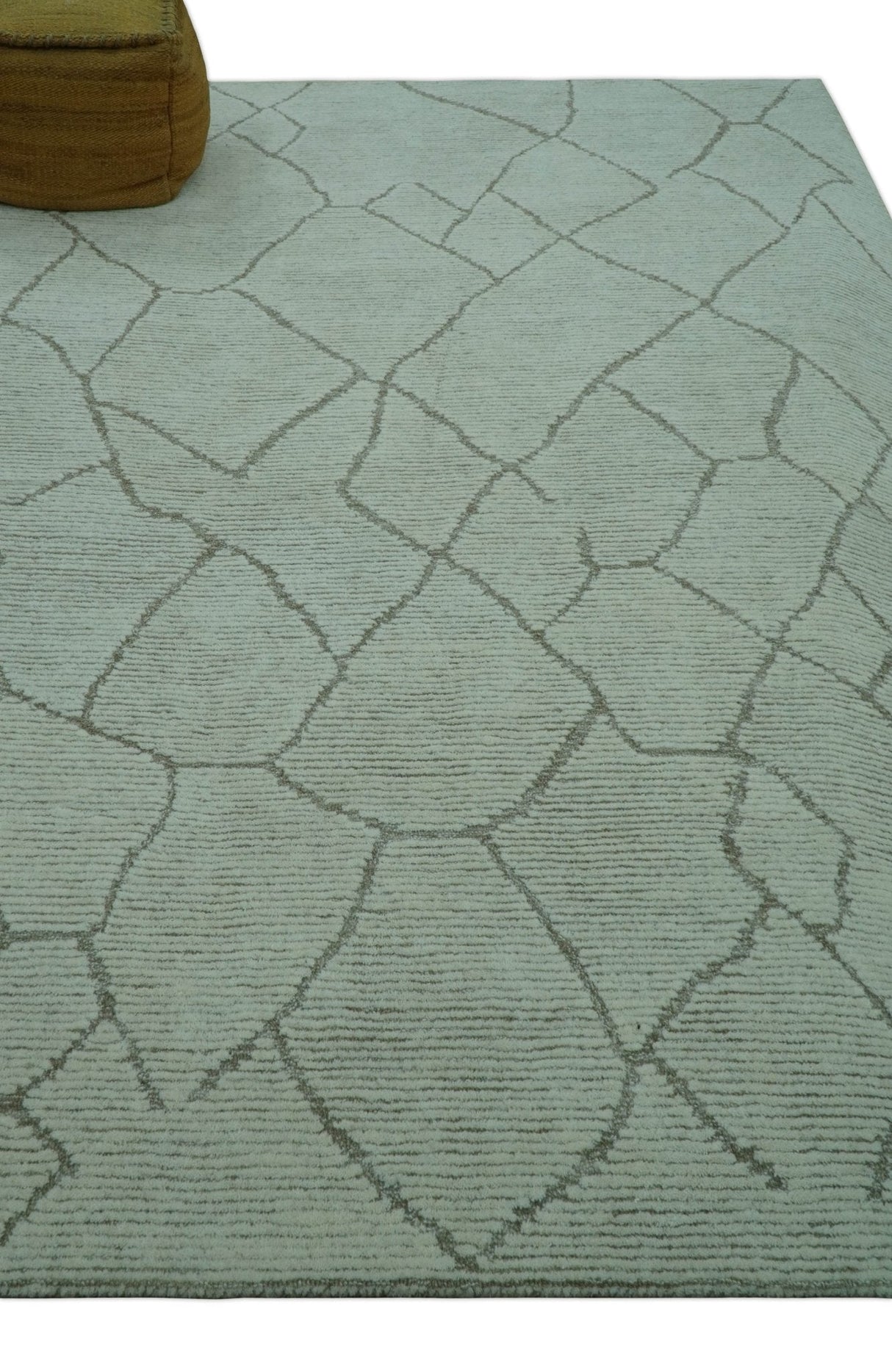Contemporary Pattern Brown And Ivory Hand Tufted 8x10 Wool Rug
