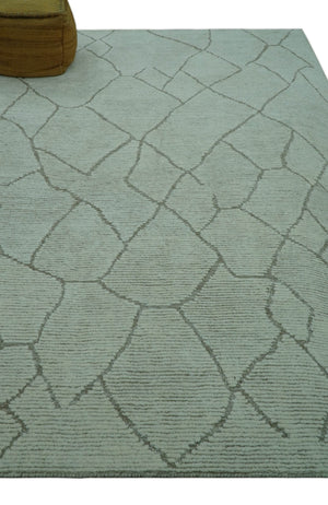 Contemporary Pattern Brown And Ivory Hand Tufted 8x10 Wool Rug