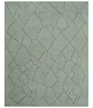 Contemporary Pattern Brown And Ivory Hand Tufted 8x10 Wool Rug