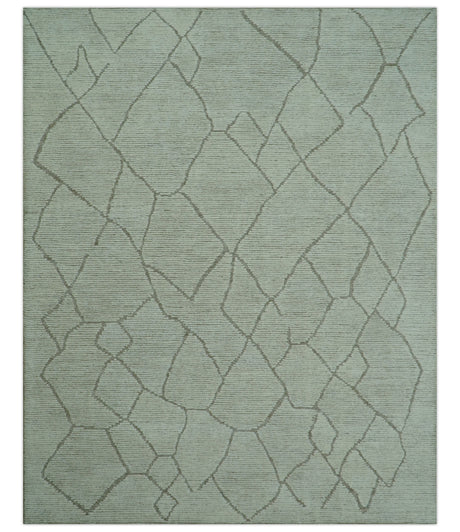 Contemporary Pattern Brown And Ivory Hand Tufted 8x10 Wool Rug