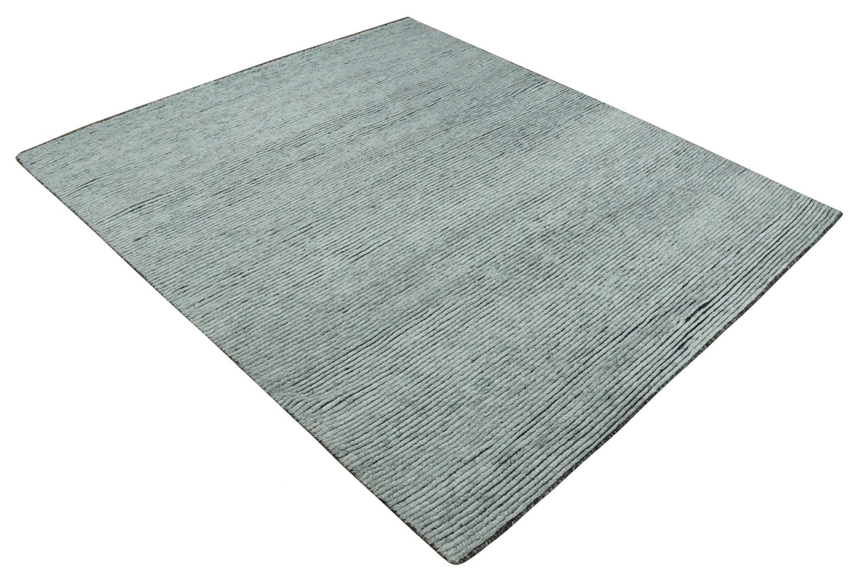 Contemporary look Gray Hand knotted loop Cut 8x10 wool Area Rug