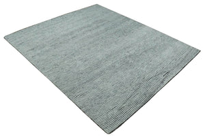 Contemporary look Gray Hand knotted loop Cut 8x10 wool Area Rug
