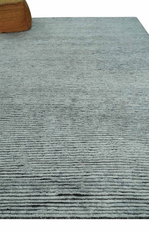 Contemporary look Gray Hand knotted loop Cut 8x10 wool Area Rug