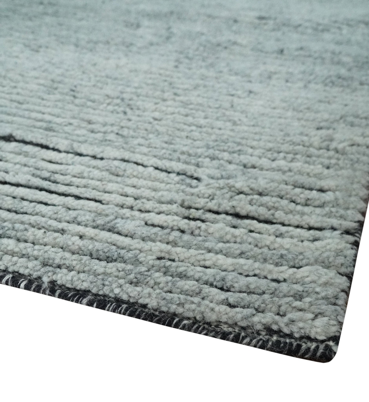 Contemporary look Gray Hand knotted loop Cut 8x10 wool Area Rug