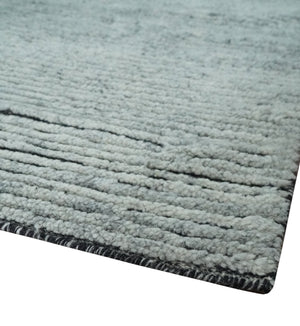 Contemporary look Gray Hand knotted loop Cut 8x10 wool Area Rug