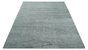Contemporary look Gray Hand knotted loop Cut 8x10 wool Area Rug