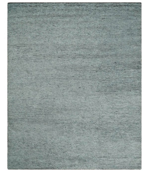 Contemporary look Gray Hand knotted loop Cut 8x10 wool Area Rug