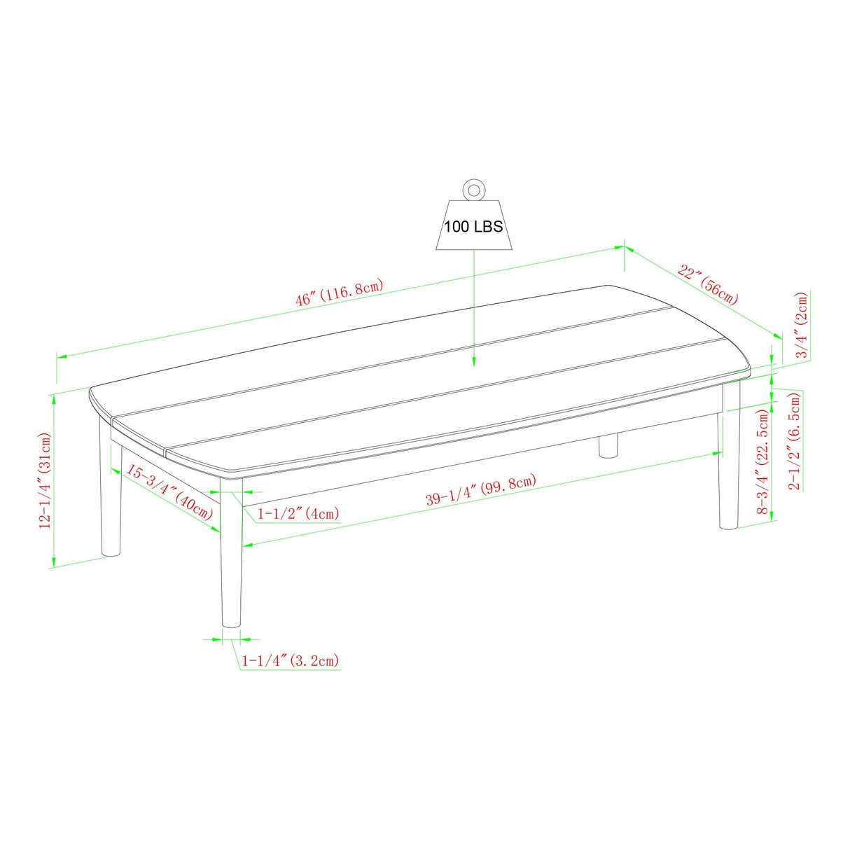 Coraline Modern Wood Outdoor Coffee Table