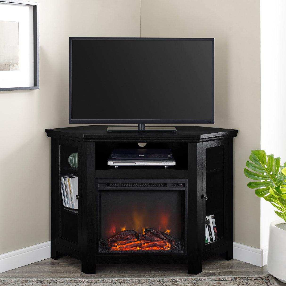 Corin Wood Corner Fireplace TV Stand