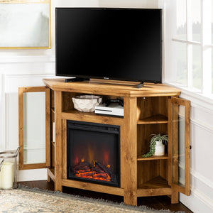 Corin Wood Corner Fireplace TV Stand