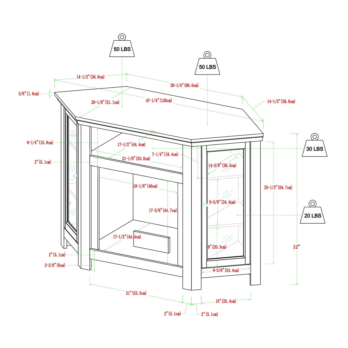 Corin Wood Corner Fireplace TV Stand