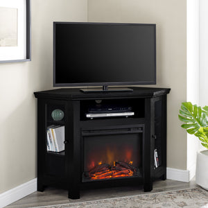 Corin Wood Corner Fireplace TV Stand