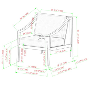 Covina Modern Outdoor Patio 3-Piece Chat Set