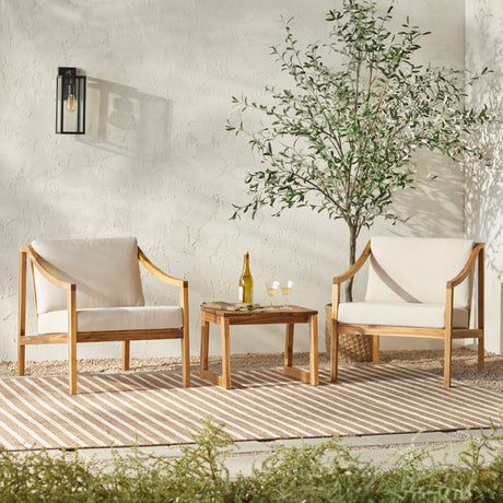 Covina Modern Outdoor Patio 3-Piece Chat Set