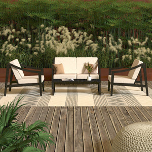 Covina Modern Outdoor Patio 4-Piece Chat Set