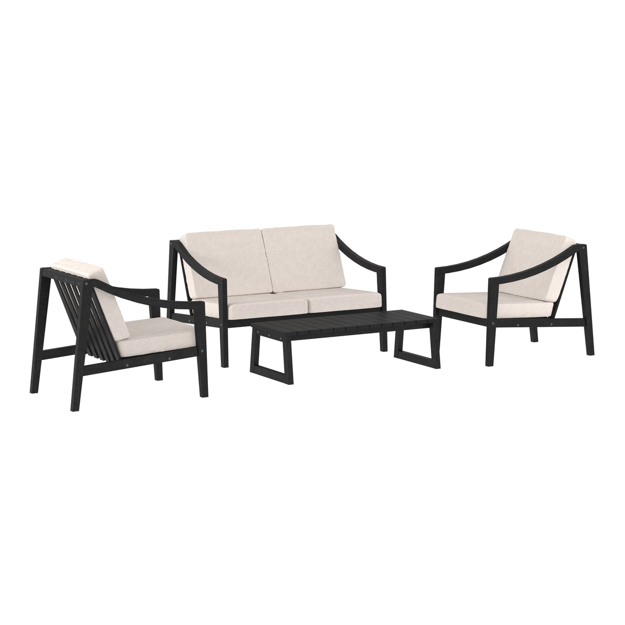 Covina Modern Outdoor Patio 4-Piece Chat Set