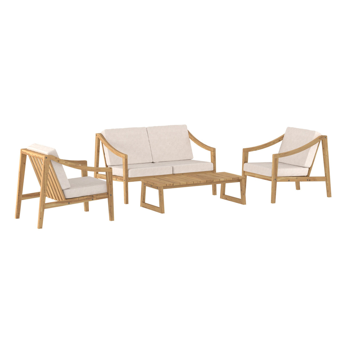 Covina Modern Outdoor Patio 4-Piece Chat Set