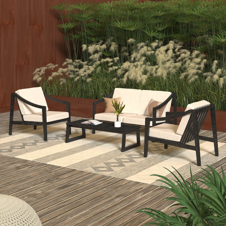 Covina Modern Outdoor Patio 4-Piece Chat Set