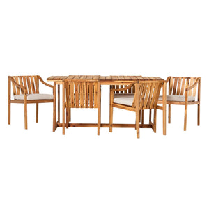 Covina Modern Slat-Top 7-Piece Outdoor Dining Set