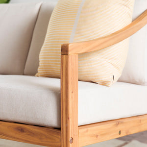 Covina Modern Wood Outdoor Loveseat