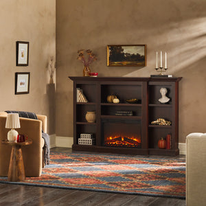 Cullen 70" Traditional Electric Fireplace with Mantel and Shelves