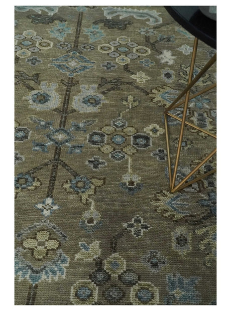 Custom Made Antique look Hand Knotted Beige, Ivory and Silver Oriental Oushak Multi Size Traditional Wool Area Rug
