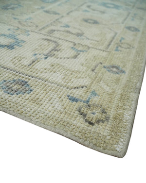 Custom Made Beige and Ivory Hand knotted Traditional Oushak wool Area Rug