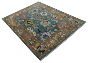 Custom Made Blue and Brown Colorful Multi Size Oushak wool Area Rug