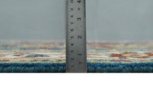Custom Made Blue and Ivory Medallion Hand knotted Traditional wool Area Rug