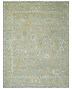 Custom Made Earthy Hand Knotted Beige and Ivory Traditional Multi Size Wool Area Rug