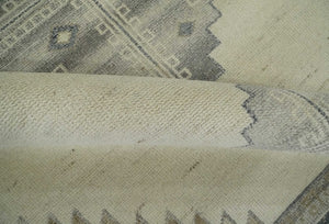 Custom Made Earthy Hand Knotted Ivory, Charcoal and Beige Wool Area Rug