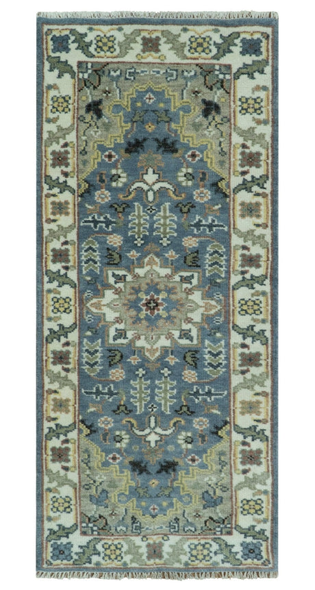 Custom Made Fine Knots Hand Knotted Ivory, Taupe and Olive Traditional Wool Rug