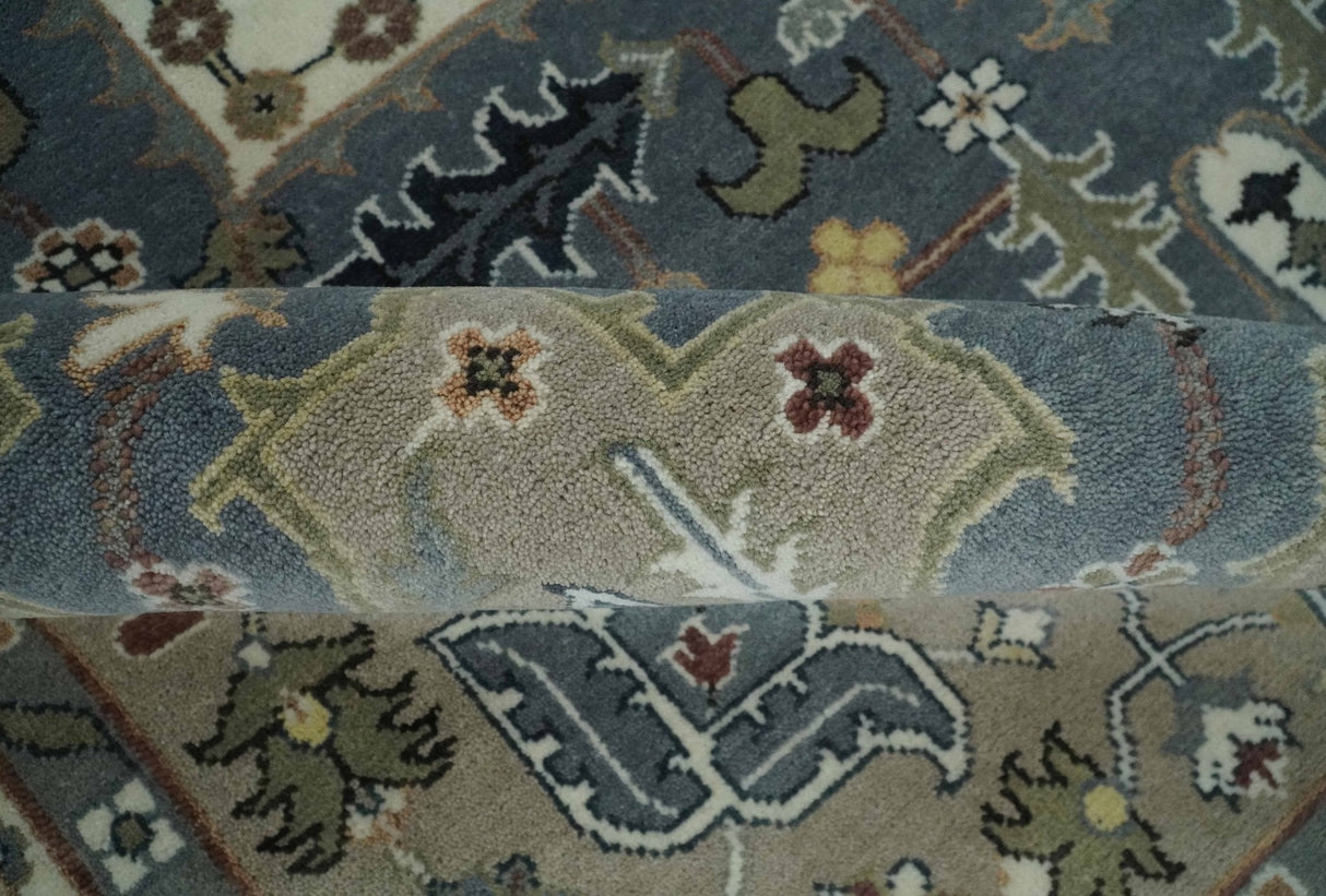 Custom Made Fine Knots Hand Knotted Ivory, Taupe and Olive Traditional Wool Rug