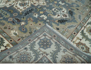 Custom Made Fine Knots Hand Knotted Ivory, Taupe and Olive Traditional Wool Rug