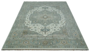 Custom Made Gray, Ivory and Silver Hand knotted Traditional Medallion wool Area Rug