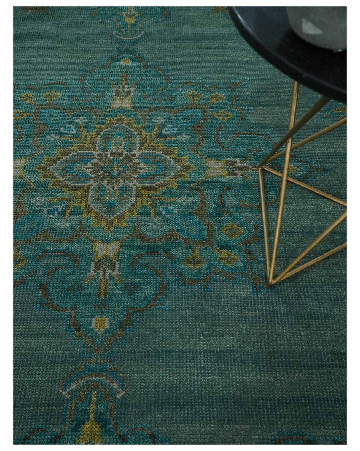 Custom Made Green Hand Knotted Antique Style Multi Size Traditional Wool Rug