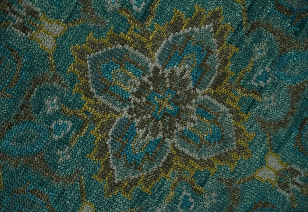 Custom Made Green Hand Knotted Antique Style Multi Size Traditional Wool Rug