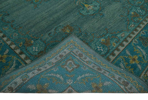 Custom Made Green Hand Knotted Antique Style Multi Size Traditional Wool Rug