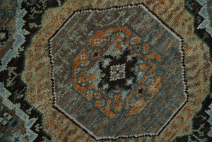 Custom Made Hand Knotted Brown, Black and Silver Traditional Wool Rug