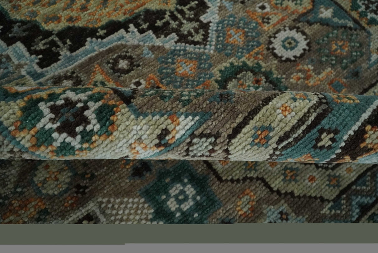 Custom Made Hand Knotted Brown, Black and Silver Traditional Wool Rug