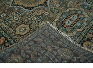 Custom Made Hand Knotted Brown, Black and Silver Traditional Wool Rug