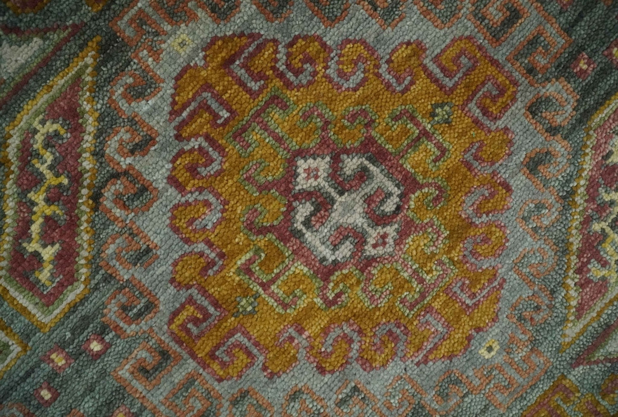 Custom Made Hand Knotted Gold and Gray Multi Size Oriental Traditional Wool Area Rug
