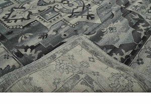 Custom Made Hand Knotted Ivory and Charcoal Traditional Wool Area Rug