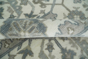 Custom Made Hand Knotted Ivory and Silver Oriental Oushak Multi Size Traditional Wool Area Rug, Living Room and Bedroom Rug