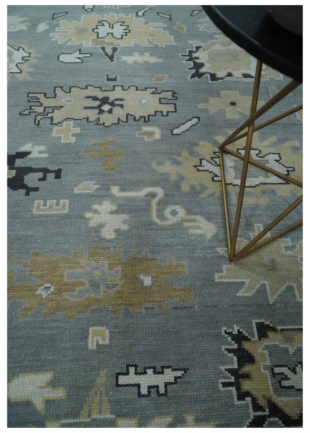 Custom Made Hand Knotted Silver and Beige Traditional Oushak Wool Area Rug